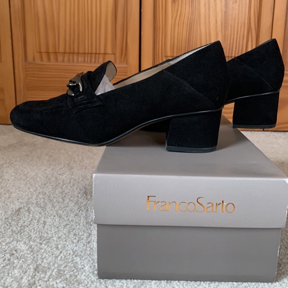 Black suede block heel loafer - Picture 4 of 5